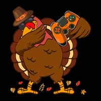 Dabbing Turkey Funny Thanksgiving Playing Video Game Performance Shirt