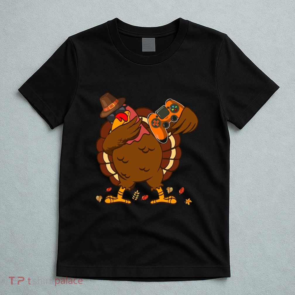 Dabbing Turkey Funny Thanksgiving Playing Video Game T-Shirt