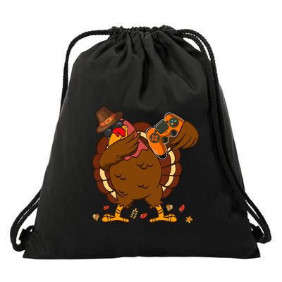 Dabbing Turkey Funny Thanksgiving Playing Video Game Drawstring Bag