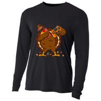 Dabbing Turkey Funny Thanksgiving Playing Video Game Cooling Performance Long Sleeve Crew