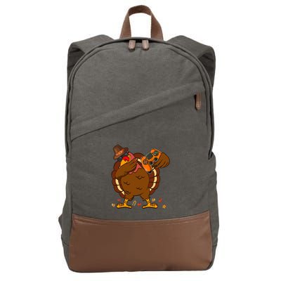 Dabbing Turkey Funny Thanksgiving Playing Video Game Cotton Canvas Backpack