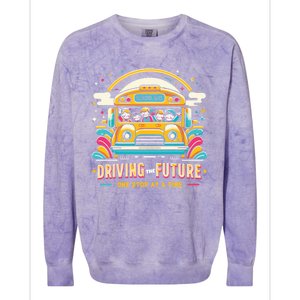 Driving The Future One Stop At A Time School Bus Driver Gift Colorblast Crewneck Sweatshirt