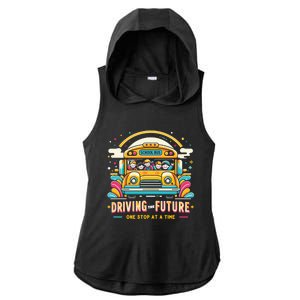 Driving The Future One Stop At A Time School Bus Driver Gift Ladies PosiCharge Tri-Blend Wicking Draft Hoodie Tank