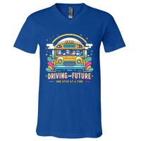 Driving The Future One Stop At A Time School Bus Driver Gift V-Neck T-Shirt