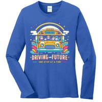 Driving The Future One Stop At A Time School Bus Driver Gift Ladies Long Sleeve Shirt