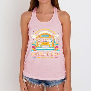 Driving The Future One Stop At A Time School Bus Driver Gift Women's Knotted Racerback Tank