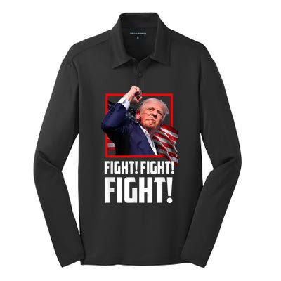 Donald Trump Fight Fighting Fighters Supporters Americans Silk Touch Performance Long Sleeve Polo