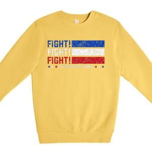 Donald Trump Fight Fist 2024 Let Me Get My Shoes Trump Premium Crewneck Sweatshirt