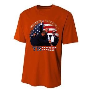 Donald Trump Fight Fist Shot 2024 God Bless President Trump Performance Sprint T-Shirt