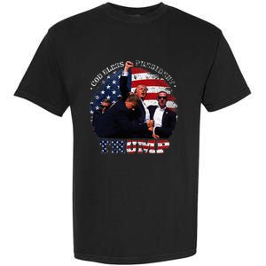 Donald Trump Fight Fist Shot 2024 God Bless President Trump Garment-Dyed Heavyweight T-Shirt