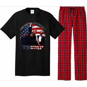 Donald Trump Fight Fist Shot 2024 God Bless President Trump Pajama Set