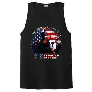 Donald Trump Fight Fist Shot 2024 God Bless President Trump PosiCharge Competitor Tank