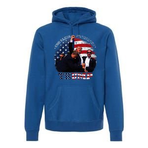 Donald Trump Fight Fist Shot 2024 God Bless President Trump Premium Hoodie