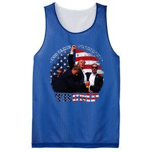 Donald Trump Fight Fist Shot 2024 God Bless President Trump Mesh Reversible Basketball Jersey Tank