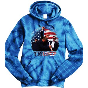 Donald Trump Fight Fist Shot 2024 God Bless President Trump Tie Dye Hoodie