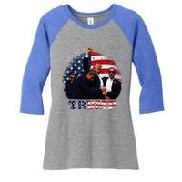 Donald Trump Fight Fist Shot 2024 God Bless President Trump Women's Tri-Blend 3/4-Sleeve Raglan Shirt