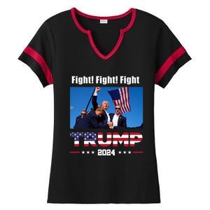 Donald Trump Fight Fighting Fighters Supporters Americans Ladies Halftime Notch Neck Tee