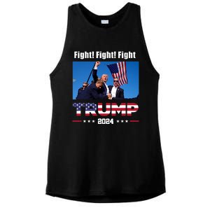 Donald Trump Fight Fighting Fighters Supporters Americans Ladies PosiCharge Tri-Blend Wicking Tank