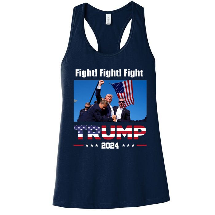 Donald Trump Fight Fighting Fighters Supporters Americans Women's Racerback Tank