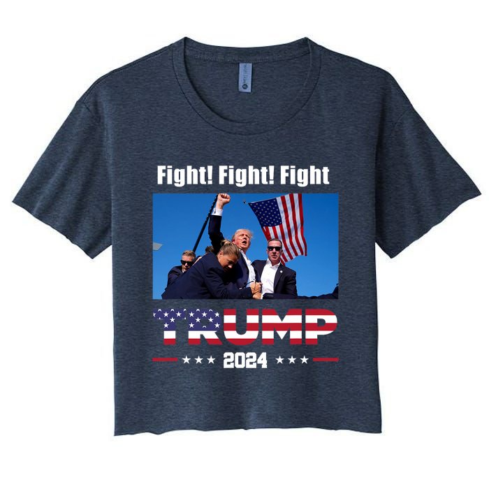 Donald Trump Fight Fighting Fighters Supporters Americans Women's Crop Top Tee