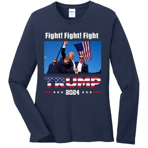 Donald Trump Fight Fighting Fighters Supporters Americans Ladies Long Sleeve Shirt