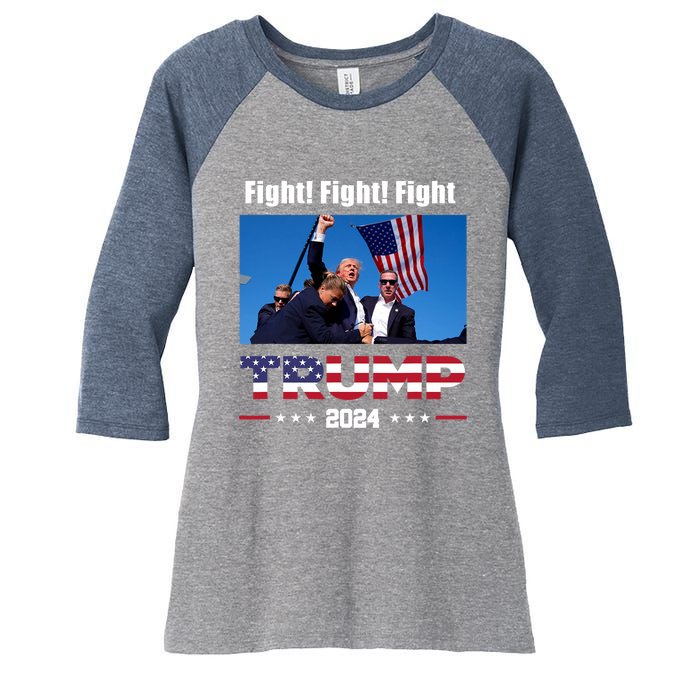 Donald Trump Fight Fighting Fighters Supporters Americans Women's Tri-Blend 3/4-Sleeve Raglan Shirt