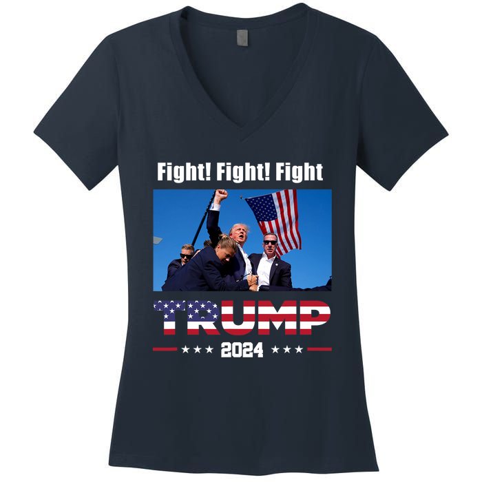 Donald Trump Fight Fighting Fighters Supporters Americans Women's V-Neck T-Shirt