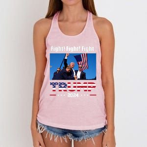 Donald Trump Fight Fighting Fighters Supporters Americans Women's Knotted Racerback Tank