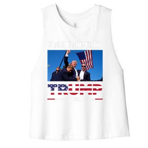 Donald Trump Fight Fighting Fighters Supporters Americans Women's Racerback Cropped Tank