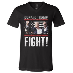 Donald Trump Fist American Flagtee Trump Fight V-Neck T-Shirt