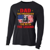 Dad The Firefighter The Myth The Legend American Flag USA Cooling Performance Long Sleeve Crew