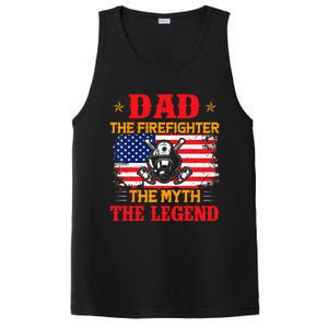 Dad The Firefighter The Myth The Legend American Flag USA PosiCharge Competitor Tank