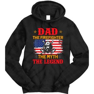 Dad The Firefighter The Myth The Legend American Flag USA Tie Dye Hoodie