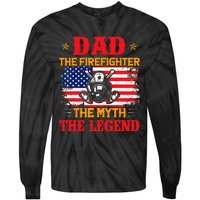 Dad The Firefighter The Myth The Legend American Flag USA Tie-Dye Long Sleeve Shirt