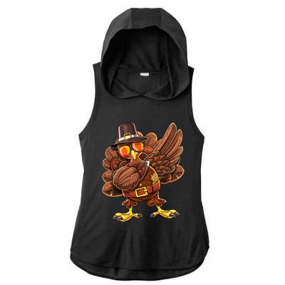 Dabbing Turkey Funny Thanksgiving Pilgrim Costume Gift Gift Ladies PosiCharge Tri-Blend Wicking Draft Hoodie Tank