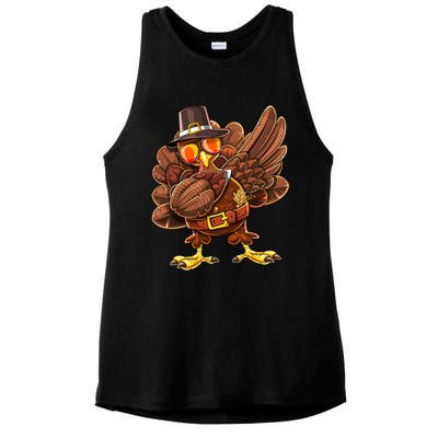 Dabbing Turkey Funny Thanksgiving Pilgrim Costume Gift Gift Ladies PosiCharge Tri-Blend Wicking Tank