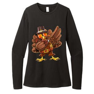 Dabbing Turkey Funny Thanksgiving Pilgrim Costume Gift Gift Womens CVC Long Sleeve Shirt