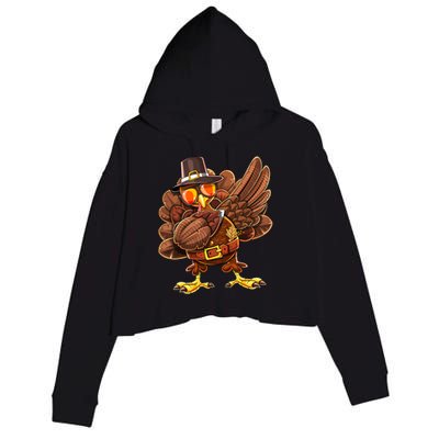 Dabbing Turkey Funny Thanksgiving Pilgrim Costume Gift Gift Crop Fleece Hoodie