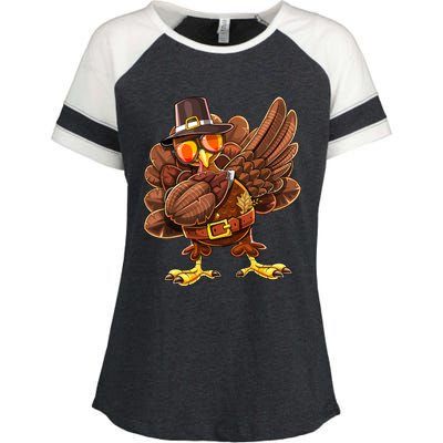 Dabbing Turkey Funny Thanksgiving Pilgrim Costume Gift Gift Enza Ladies Jersey Colorblock Tee