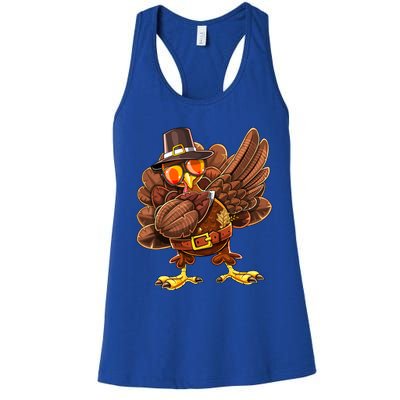 Dabbing Turkey Funny Thanksgiving Pilgrim Costume Gift Gift Women's Racerback Tank