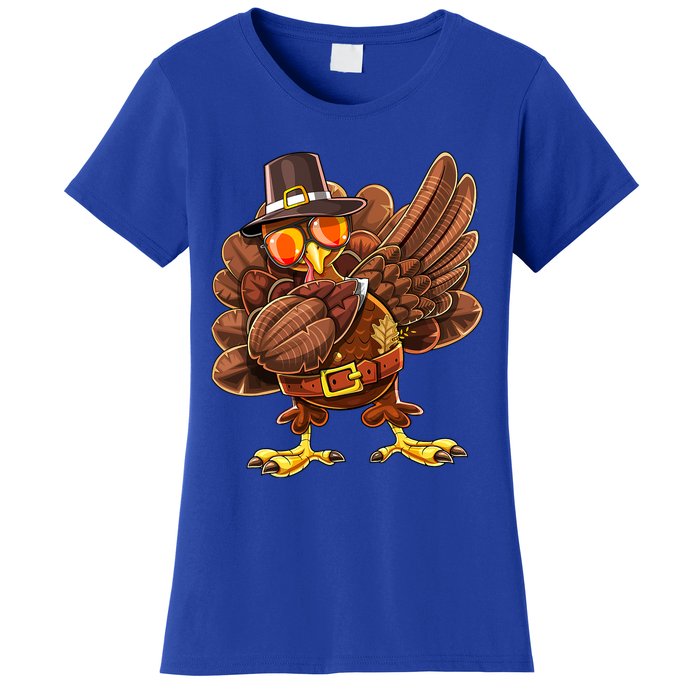 Dabbing Turkey Funny Thanksgiving Pilgrim Costume Gift Gift Women's T-Shirt