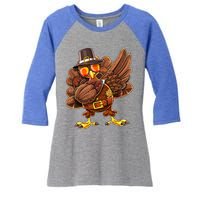 Dabbing Turkey Funny Thanksgiving Pilgrim Costume Gift Gift Women's Tri-Blend 3/4-Sleeve Raglan Shirt