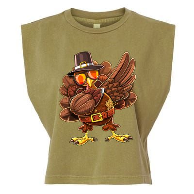 Dabbing Turkey Funny Thanksgiving Pilgrim Costume Gift Gift Garment-Dyed Women's Muscle Tee