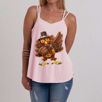 Dabbing Turkey Funny Thanksgiving Pilgrim Costume Gift Gift Women's Strappy Tank