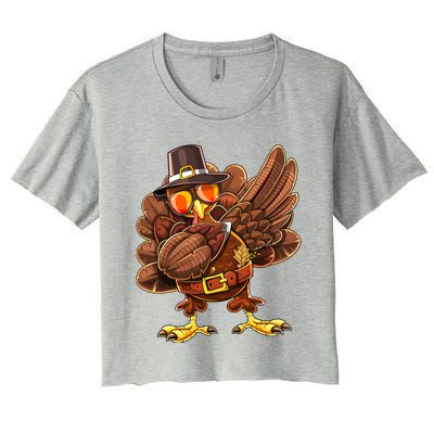 Dabbing Turkey Funny Thanksgiving Pilgrim Costume Gift Gift Women's Crop Top Tee