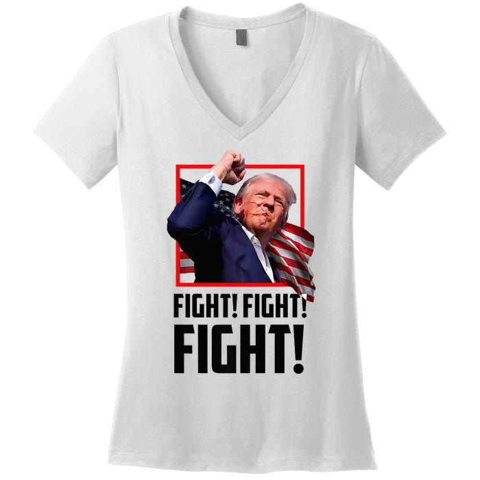 Donald Trump Fight Fighting Fighters Supporters Americans Women's V-Neck T-Shirt