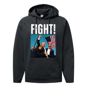 Donald Trump Fight Fist 2024 Performance Fleece Hoodie