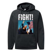 Donald Trump Fight Fist 2024 Performance Fleece Hoodie