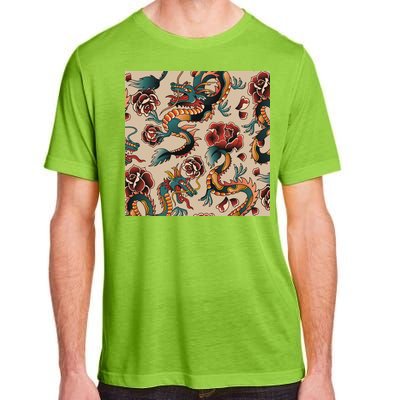 Dragon Tattoo Floral Pattern Adult ChromaSoft Performance T-Shirt