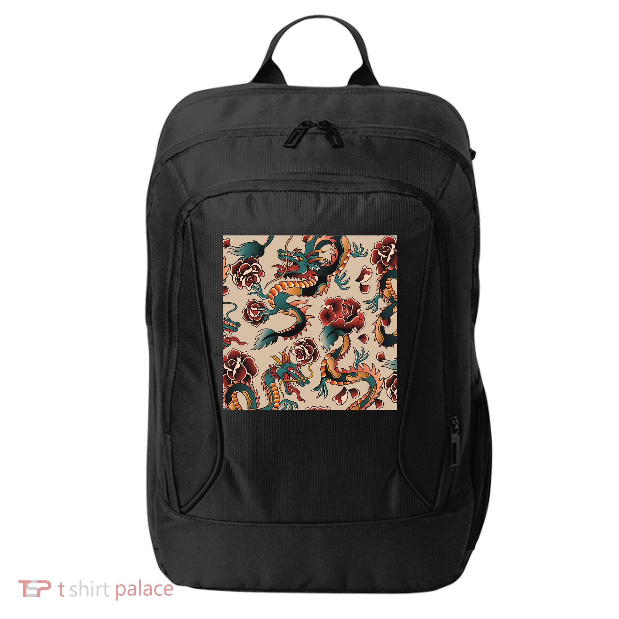 Dragon Tattoo Floral Pattern City Backpack